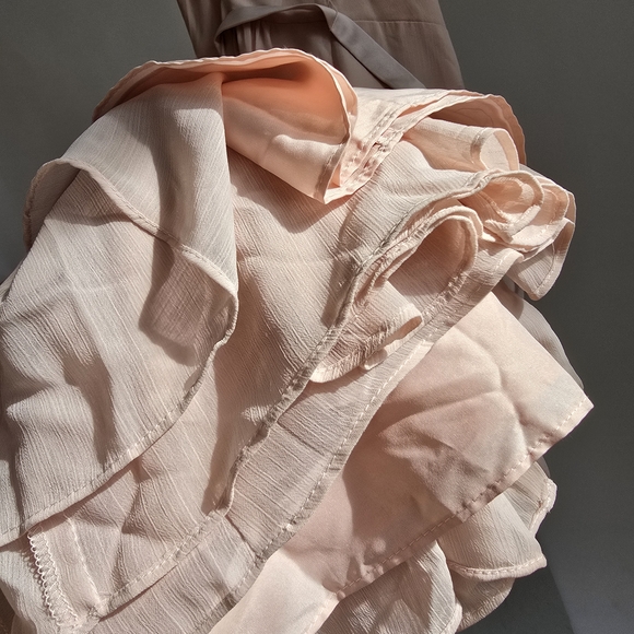 Vera Wang White Davids Bridal 20 Long Blush Dusty Rose Chiffon Dress Cross Back - Picture 4 of 15